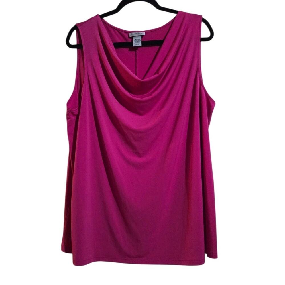 Catherines Women’s Blouse Shell Tank Top Sz 1X Bubblegum Pink Sleeveless Stretch
